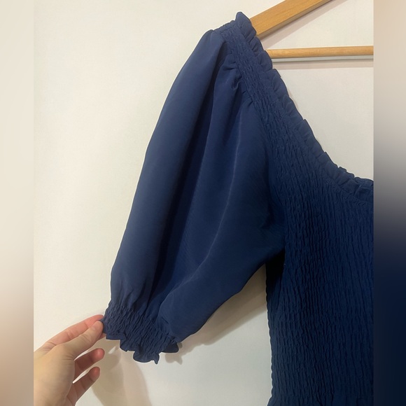 Hill House Women’s Navy Smocked Midi The Louisa Nap Dress Size Small - Picture 3 of 8